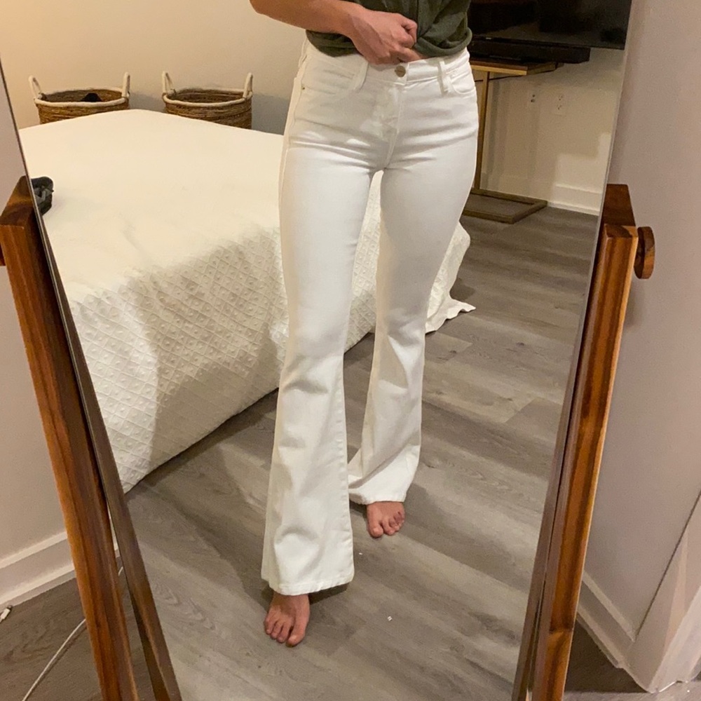 Frame Denim white high flare jeans